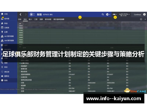 足球俱乐部财务管理计划制定的关键步骤与策略分析
